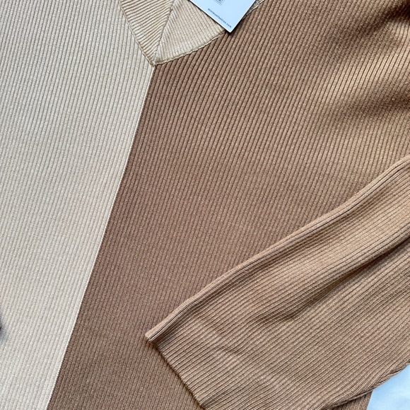 Minimum Ribbed Sweater in Tan and Cream - Picture 3 of 14